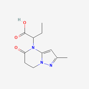 molecular formula C11H15N3O3 B7830995 2-(2-methyl-5-oxo-6,7-dihydropyrazolo[1,5-a]pyrimidin-4(5H)-yl)butanoic acid 