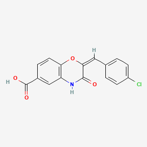 molecular formula C16H10ClNO4 B7831027 (2E)-2-[(4-chlorophenyl)methylidene]-3-oxo-4H-1,4-benzoxazine-6-carboxylic acid 