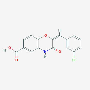 molecular formula C16H10ClNO4 B7831040 (2E)-2-[(3-chlorophenyl)methylidene]-3-oxo-4H-1,4-benzoxazine-6-carboxylic acid 