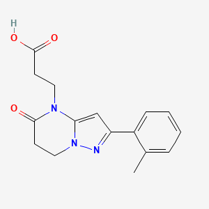 molecular formula C16H17N3O3 B7831057 3-[2-(2-methylphenyl)-5-oxo-6,7-dihydropyrazolo[1,5-a]pyrimidin-4(5H)-yl]propanoic acid 