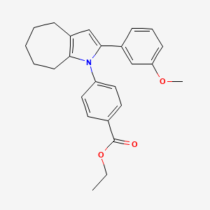 molecular formula C25H27NO3 B7831065 ethyl 4-[2-(3-methoxyphenyl)-5,6,7,8-tetrahydrocyclohepta[b]pyrrol-1(4H)-yl]benzoate 