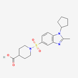 molecular formula C19H25N3O4S B7831075 1-[(1-cyclopentyl-2-methyl-1H-benzimidazol-5-yl)sulfonyl]piperidine-4-carboxylic acid 