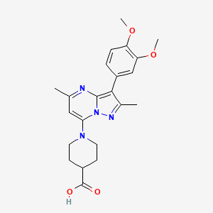 molecular formula C22H26N4O4 B7831080 1-[3-(3,4-Dimethoxyphenyl)-2,5-dimethylpyrazolo[1,5-a]pyrimidin-7-yl]piperidine-4-carboxylic acid 