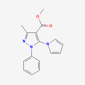 molecular formula C16H15N3O2 B7831109 Methyl 3-methyl-1-phenyl-5-pyrrol-1-ylpyrazole-4-carboxylate 