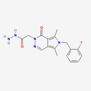 molecular formula C17H18FN5O2 B7831144 2-[6-(2-fluorobenzyl)-5,7-dimethyl-1-oxo-1,6-dihydro-2H-pyrrolo[3,4-d]pyridazin-2-yl]acetohydrazide 