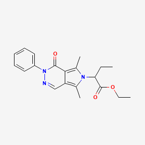 molecular formula C20H23N3O3 B7831172 ethyl 2-(5,7-dimethyl-1-oxo-2-phenyl-1,2-dihydro-6H-pyrrolo[3,4-d]pyridazin-6-yl)butanoate 