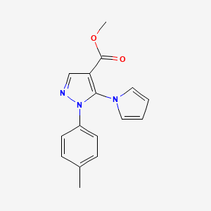 molecular formula C16H15N3O2 B7831216 methyl 1-(4-methylphenyl)-5-(1H-pyrrol-1-yl)-1H-pyrazole-4-carboxylate 