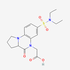 molecular formula C17H23N3O5S B7831221 [7-[(diethylamino)sulfonyl]-4-oxo-2,3,3a,4-tetrahydropyrrolo[1,2-a]quinoxalin-5(1H)-yl]acetic acid 