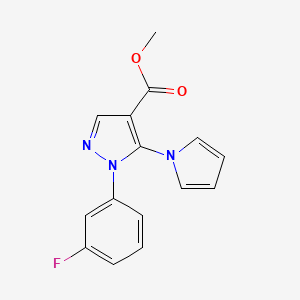 molecular formula C15H12FN3O2 B7831258 methyl 1-(3-fluorophenyl)-5-(1H-pyrrol-1-yl)-1H-pyrazole-4-carboxylate 