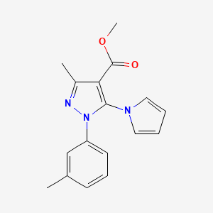 molecular formula C17H17N3O2 B7831261 methyl 3-methyl-1-(3-methylphenyl)-5-(1H-pyrrol-1-yl)-1H-pyrazole-4-carboxylate 