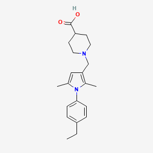 molecular formula C21H28N2O2 B7831278 1-{[1-(4-ethylphenyl)-2,5-dimethyl-1H-pyrrol-3-yl]methyl}piperidine-4-carboxylic acid 