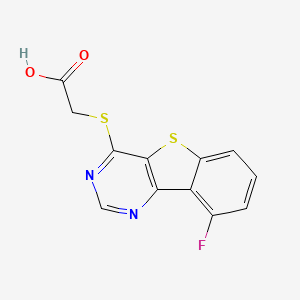 molecular formula C12H7FN2O2S2 B7831299 [(9-Fluoro[1]benzothieno[3,2-d]pyrimidin-4-yl)thio]acetic acid 