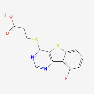 molecular formula C13H9FN2O2S2 B7831302 3-[(9-Fluoro[1]benzothieno[3,2-d]pyrimidin-4-yl)thio]propanoic acid 
