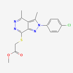 molecular formula C16H15ClN4O2S B7831310 methyl {[2-(4-chlorophenyl)-3,4-dimethyl-2H-pyrazolo[3,4-d]pyridazin-7-yl]thio}acetate 