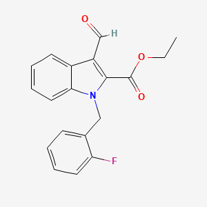 molecular formula C19H16FNO3 B7831319 ethyl 1-(2-fluorobenzyl)-3-formyl-1H-indole-2-carboxylate 