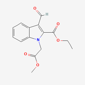 molecular formula C15H15NO5 B7831321 ethyl 3-formyl-1-(2-methoxy-2-oxoethyl)-1H-indole-2-carboxylate 