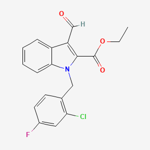 molecular formula C19H15ClFNO3 B7831325 ethyl 1-(2-chloro-4-fluorobenzyl)-3-formyl-1H-indole-2-carboxylate 