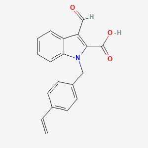 molecular formula C19H15NO3 B7831332 3-formyl-1-(4-vinylbenzyl)-1H-indole-2-carboxylic acid 