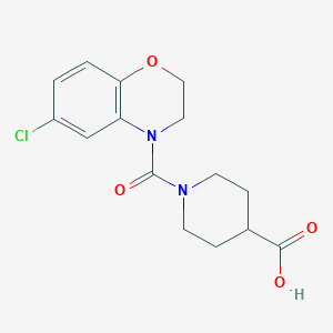 molecular formula C15H17ClN2O4 B7831421 1-[(6-chloro-2,3-dihydro-4H-1,4-benzoxazin-4-yl)carbonyl]piperidine-4-carboxylic acid 