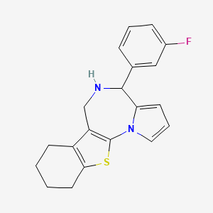 molecular formula C20H19FN2S B7831450 4-(3-fluorophenyl)-5,6,7,8,9,10-hexahydro-4H-[1]benzothieno[3,2-f]pyrrolo[1,2-a][1,4]diazepine 