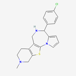 molecular formula C20H20ClN3S B7831460 4-(4-chlorophenyl)-9-methyl-5,6,7,8,9,10-hexahydro-4H-pyrido[4',3':4,5]thieno[3,2-f]pyrrolo[1,2-a][1,4]diazepine 