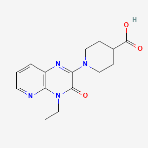 molecular formula C15H18N4O3 B7831523 1-(4-Ethyl-3-oxo-3,4-dihydropyrido[2,3-b]pyrazin-2-yl)piperidine-4-carboxylic acid 