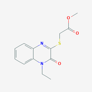 molecular formula C13H14N2O3S B7831546 Methyl 2-[(4-ethyl-3-oxo-3,4-dihydro-2-quinoxalinyl)sulfanyl]acetate 