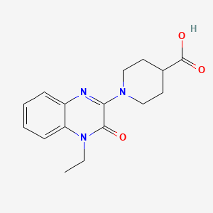 molecular formula C16H19N3O3 B7831548 1-(4-Ethyl-3-oxo-3,4-dihydroquinoxalin-2-yl)piperidine-4-carboxylic acid 