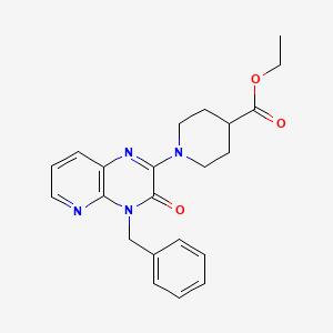 molecular formula C22H24N4O3 B7831550 Ethyl 1-(4-benzyl-3-oxo-3,4-dihydropyrido[2,3-b]pyrazin-2-yl)-4-piperidinecarboxylate 