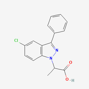 molecular formula C16H13ClN2O2 B7831596 2-(5-chloro-3-phenyl-1H-indazol-1-yl)propanoic acid 