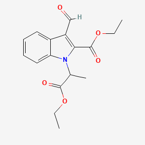 molecular formula C17H19NO5 B7831612 ethyl 1-(2-ethoxy-1-methyl-2-oxoethyl)-3-formyl-1H-indole-2-carboxylate 