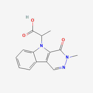 molecular formula C14H13N3O3 B7831645 2-(3-methyl-4-oxo-3,4-dihydro-5H-pyridazino[4,5-b]indol-5-yl)propanoic acid 