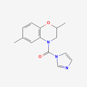 molecular formula C14H15N3O2 B7831652 4-(1H-imidazol-1-ylcarbonyl)-2,6-dimethyl-3,4-dihydro-2H-1,4-benzoxazine 