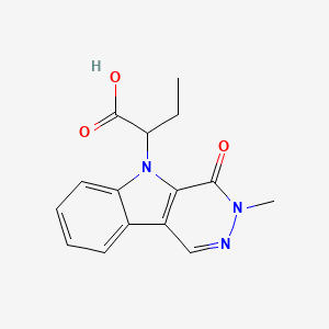 molecular formula C15H15N3O3 B7831687 2-(3-methyl-4-oxo-3,4-dihydro-5H-pyridazino[4,5-b]indol-5-yl)butanoic acid 