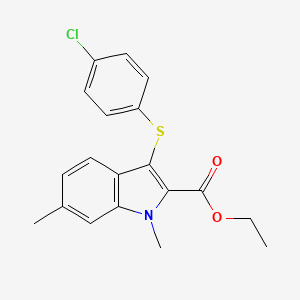 molecular formula C19H18ClNO2S B7831702 ethyl 3-[(4-chlorophenyl)thio]-1,6-dimethyl-1H-indole-2-carboxylate 