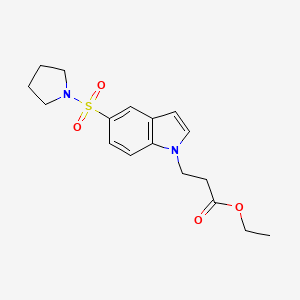molecular formula C17H22N2O4S B7831727 ethyl 3-[5-(pyrrolidin-1-ylsulfonyl)-1H-indol-1-yl]propanoate 