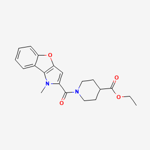 molecular formula C20H22N2O4 B7831780 ethyl 1-[(1-methyl-1H-[1]benzofuro[3,2-b]pyrrol-2-yl)carbonyl]piperidine-4-carboxylate 