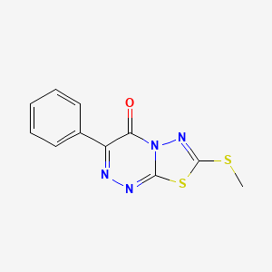 molecular formula C11H8N4OS2 B7831784 7-(methylthio)-3-phenyl-4H-[1,3,4]thiadiazolo[2,3-c][1,2,4]triazin-4-one 