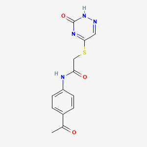 molecular formula C13H12N4O3S B7831800 N-(4-acetylphenyl)-2-[(3-hydroxy-1,2,4-triazin-5-yl)thio]acetamide 