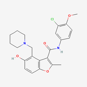 molecular formula C23H25ClN2O4 B7831897 N-(3-chloro-4-methoxyphenyl)-5-hydroxy-2-methyl-4-(piperidin-1-ylmethyl)-1-benzofuran-3-carboxamide 