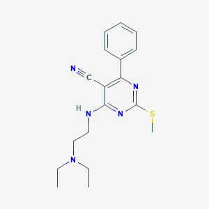 molecular formula C18H23N5S B7832073 4-{[2-(Diethylamino)ethyl]amino}-2-(methylthio)-6-phenylpyrimidine-5-carbonitrile 