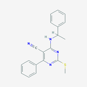 molecular formula C20H18N4S B7832077 2-(Methylthio)-4-phenyl-6-[(1-phenylethyl)amino]pyrimidine-5-carbonitrile 