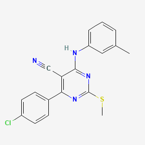 4-(4-Chlorophenyl)-6-[(3-methylphenyl)amino]-2-(methylthio)pyrimidine-5-carbonitrile