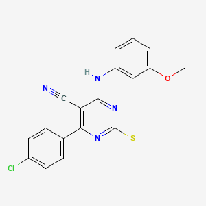 4-(4-Chlorophenyl)-6-[(3-methoxyphenyl)amino]-2-(methylthio)pyrimidine-5-carbonitrile