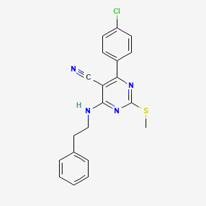 4-(4-Chlorophenyl)-2-(methylthio)-6-[(2-phenylethyl)amino]pyrimidine-5-carbonitrile