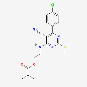 molecular formula C18H19ClN4O2S B7832113 2-{[6-(4-Chlorophenyl)-5-cyano-2-(methylthio)pyrimidin-4-yl]amino}ethyl 2-methylpropanoate 
