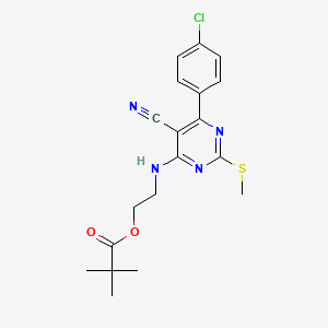 molecular formula C19H21ClN4O2S B7832116 2-{[6-(4-Chlorophenyl)-5-cyano-2-(methylthio)pyrimidin-4-yl]amino}ethyl pivalate 