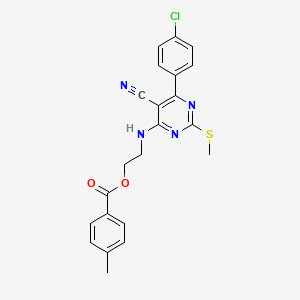 molecular formula C22H19ClN4O2S B7832120 2-{[6-(4-Chlorophenyl)-5-cyano-2-(methylthio)pyrimidin-4-yl]amino}ethyl 4-methylbenzoate 