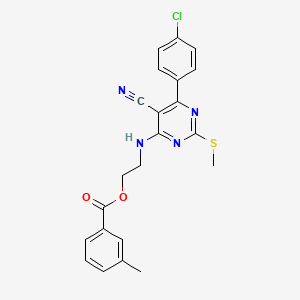 2-{[6-(4-Chlorophenyl)-5-cyano-2-(methylthio)pyrimidin-4-yl]amino}ethyl 3-methylbenzoate