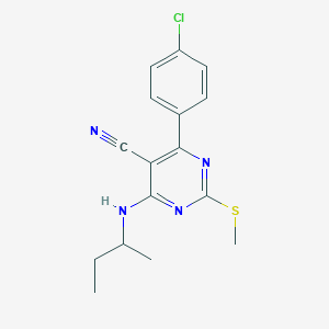 molecular formula C16H17ClN4S B7832136 4-(Sec-butylamino)-6-(4-chlorophenyl)-2-(methylthio)pyrimidine-5-carbonitrile 